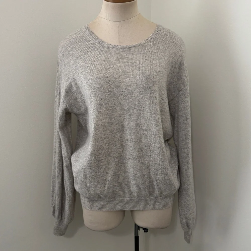 Joie Small Airic Gray Cashmere & Wool Open Back Sweater ~ Classic Minimalist